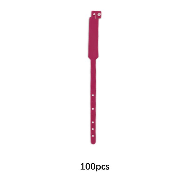 100 Pcs Bracelet d'Identité Multicolore Accessoires de Voyage Polyvalents Parc d'Attractions Bandes Anti-Perte Pendentif Bracelet à Usage Unique Rose Rouge