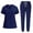 Navy, variant on Amzcrzy Scrubs for Women Set V Neck Short Sleeve Scrubs Tops Jogger Pants Scrub Sets for Woman Casual Stretch Solid Color Scrubs Sets with Pockets