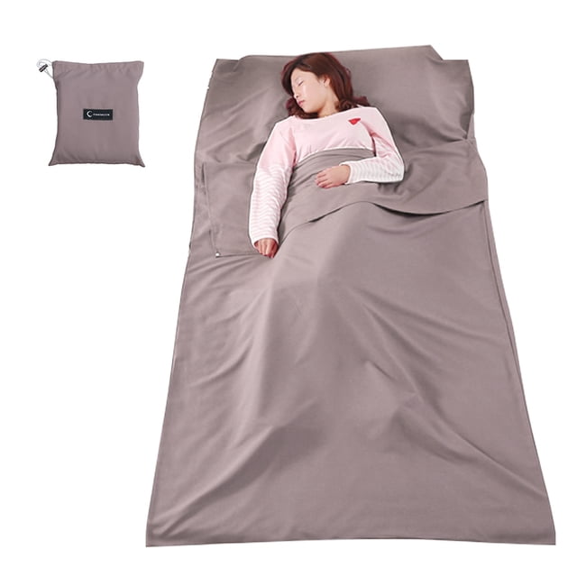 Graflsoa Ultra-Lightweight Travel Sleeping Bag Liner, Breathable Polyester, Khaki Brown, 45.3 x 82.7 Inches, Compact & Portable for Camping & Backpacking