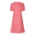 thumbnail image 3 of Lolmot Dress For Womens Summer Floral Printed Irregular Hem Dress V Neck Short Sleeve Button Dresses, 3 of 6