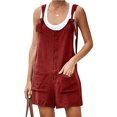 thumbnail image 1 of Innerwin Romper Suspender Ladies Jeans Pants Holiday Adjustable Strap Casual Jumpsuits Wine Red XL, 1 of 2