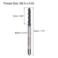 thumbnail image 2 of Unique Bargains M2.5 x 0.45 Spiral Flute Thread Tap, Metric Machine Threading Tap HSS Nitriding Coated, Round Shank with Square End 2pcs, 2 of 7