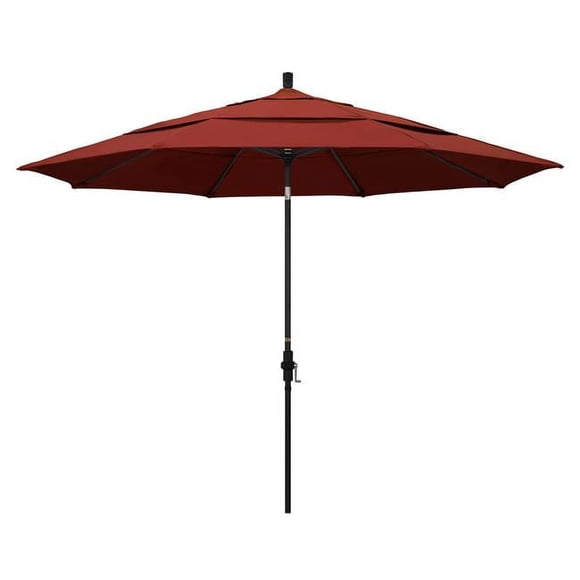 California Umbrella GSCU118302-5440-DWV 11 ft. Aluminum Market Umbrella Collar Tilt Double Vents - Matted Black - Sunbrella - Terracotta