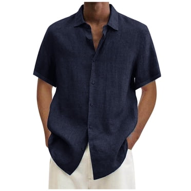 Pisexur Shorts Shorts pour Hommes Hommes T-shirt Décontracté Uni à Manches Courtes Col Montant Boutons Chandail Blouse Hauts Shorts Athlétiques pour Hommes