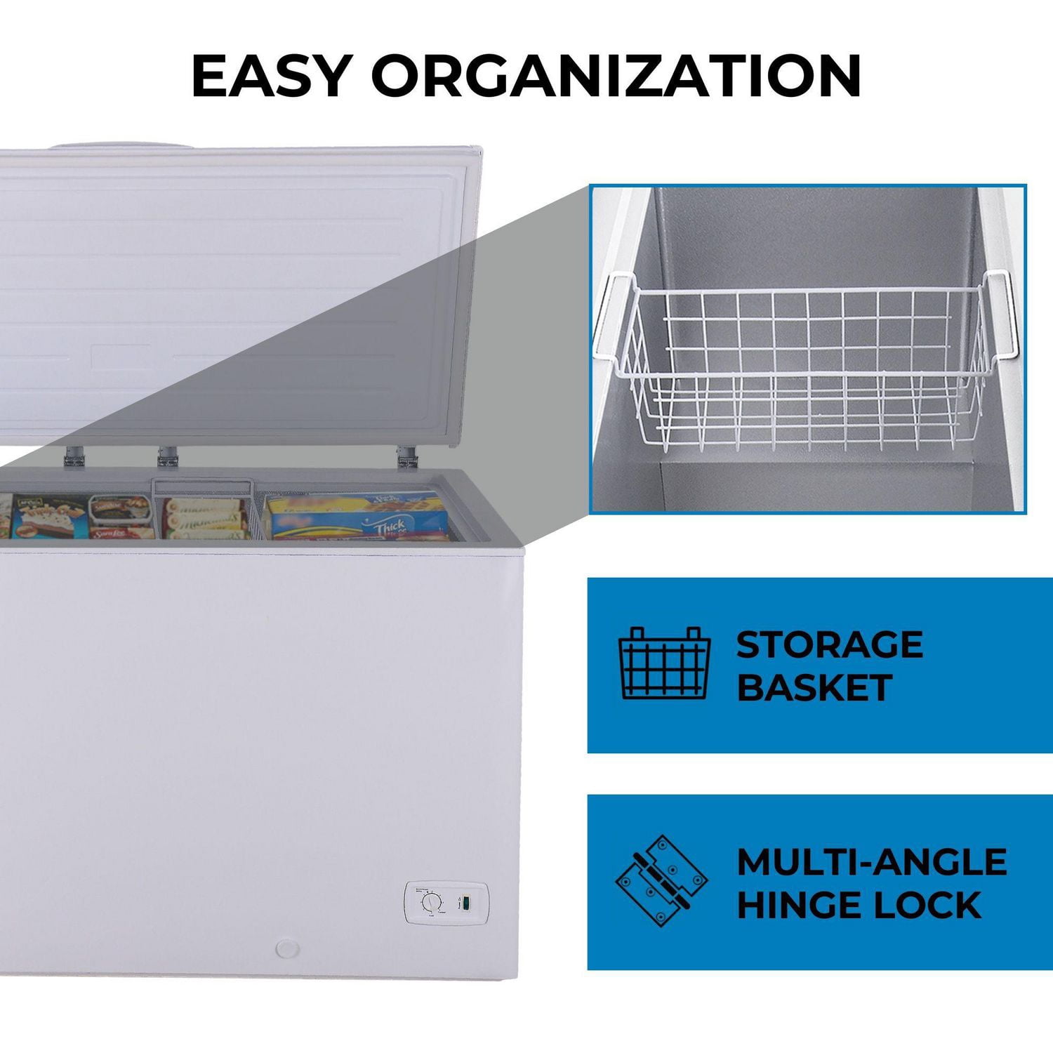 Kenmore 14.6 Cu. Ft Chest Freezer, 413L, Manual Defrost, Balanced Hinge Lid, Garage-Ready, White, Deep Freezer