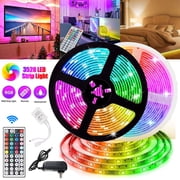 LED Strip Lights, 16.4/32.8ft RGB LED Light Strip SMD 3528 LED Tape Lights, Flexible Color Changing LED Strip Lights with Remote Controller and 12V Power Supply for Home, Bedroom, Kitchen