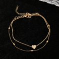 thumbnail image 4 of Leaves & Heart Anklet Foot Chain Boho Beach Beads Silver plated, 4 of 8