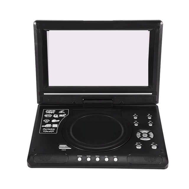 Lecteur Dvd Mobile Portable de 9,8 Pouces avec Mini Télé, Lecteur Hd, Batterie Rechargeable Intégrée, Prise en Charge Carte SD/port USB/DVD, Écran Haute Résolution