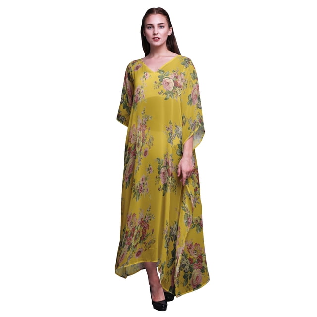 Bimba Kaftan de Plage Floral, Paréo de Bikini, Robe Maxi pour Femmes, Long Caftan-TG-3X