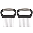 thumbnail image 2 of 2PC Potato Fry Cutter Onion Holder For Slicing Stainless Steel Onion Cutter Lemon Slicer Vegetable Cutter Kitchen Chopper Slicing Assistant Tool For Onion Potato And Tomato Lemon (2 PCS), 2 of 6