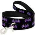 thumbnail image 1 of Dog Leash Batman Signal Black Purple Plaid 6 Feet Long 1.5 Inch Wide, 1 of 6