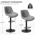 thumbnail image 4 of Hawsaiy Adjustable Bar Stools Set of 2, Swivel Counter Height Bar Chairs with Back, Modern Technical Fabric Barstools for Kitchen Island & Home, Dark Gray, 4 of 11