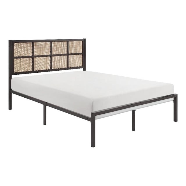 Pemberly Row Contemporary Metal Queen Size Platform Bed in Dark Bronze