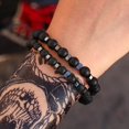 thumbnail image 1 of MesaSe PENGXAING 2Pcs/Set Natural Lava Stone Rock Volcanic Beads Elastic Bracelet Men Jewelry, 1 of 5