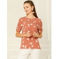 thumbnail image 3 of INSPIRE CHIC Haut Floral Élégant pour Femme à Manches Courtes Froncées, Coupe Régulière, 3 of 4