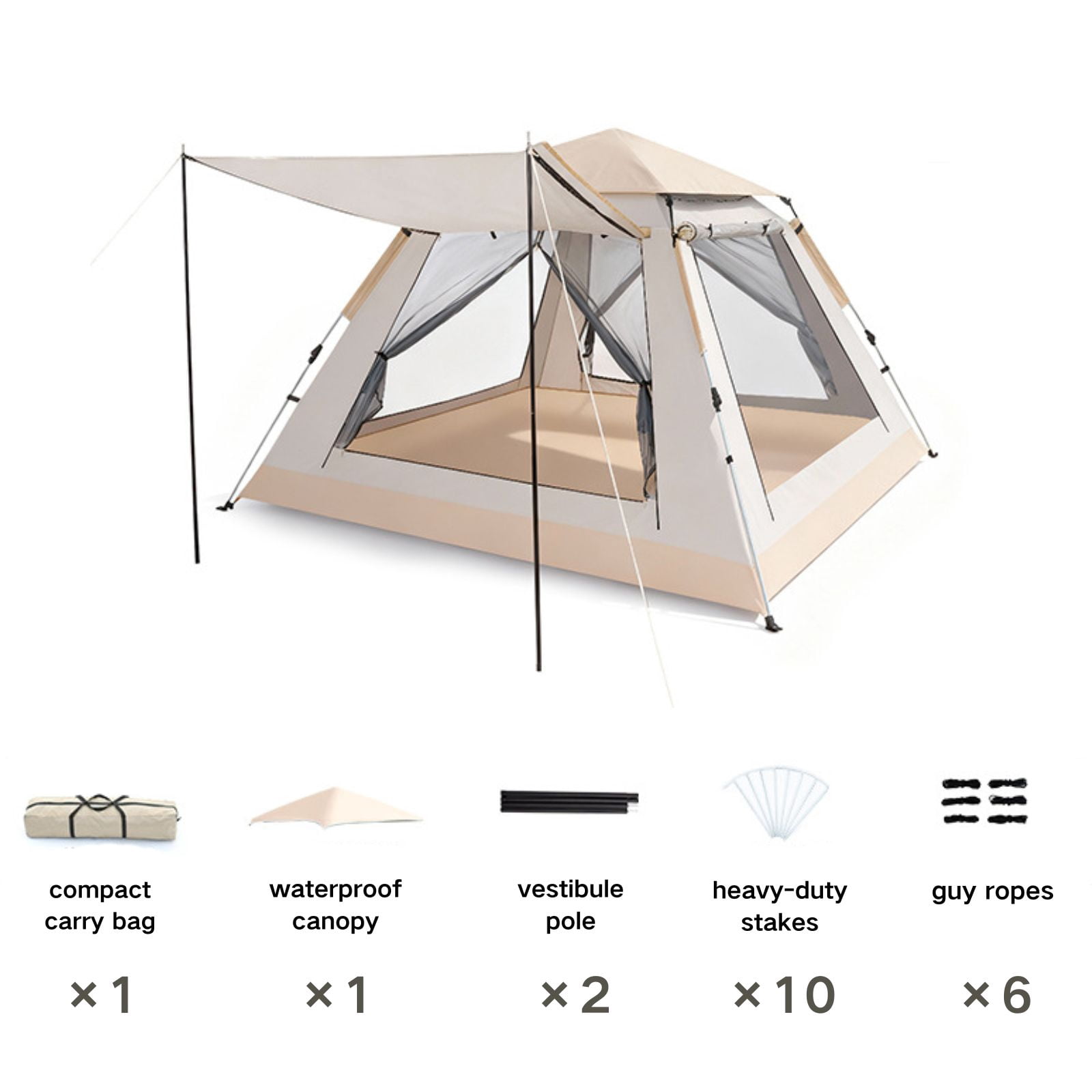 SUSUZI 6-8 Person Instant Camping Tent – 94" x 94" Spacious 210D Oxford Waterproof Tent with Carry Bag for Outdoor Hiking Travel