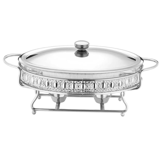 GROWTH TANK Ensemble Complet de Réchaud avec Bac à Eau, Plat Rond Anti-Frottement, Réchaud de Buffet de Traiteur Argent