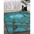 thumbnail image 3 of Ahgly Company Machine Washable Indoor Square Transitional Dark Turquoise Green Area Rugs, 5' Square, 3 of 7