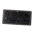 thumbnail image 4 of RV Rocker Switch Panel, Anodize Black 8 Gang RV Aluminum Alloy Switch Panel Single Pole Single Throw 2 Blue LEDs 12 To 24V With DIY Stickers For Ships, 4 of 8