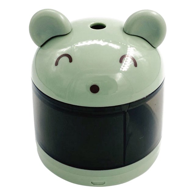 Taille-crayon Électrique pour Enfants, Taille-Crayon Dessin Animé, Taille-Crayon Automatique. un Taille-Crayon compact à Piles en Plastique durable, Présentant un Motif de Dessin Animé Vert avec des Oreilles Décoratives et un Contenant transparent pour Copeaux. Convient à la Maison, à l'École Ou au Bureau, Il Fonctionne Automatiquement Sans Poignée et Nécessite 2 Piles AA (Non Incluses).