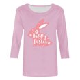 thumbnail image 4 of RKSTN Hauts pour Femmes Pâques Mignon Lapin Imprimé Coupe Ample Hauts Col Rond Manches 3/4 Printemps Été Blouse Douce, 4 of 4