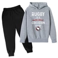thumbnail image 1 of Hiiyo Big Boys Outfits Rugby Letter Print Hoodie and Sweatpants Sports Sweatsuit, 1 of 3