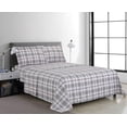 thumbnail image 1 of Swift Home 4-Piece Printed Sheet Set, Grey Plaid, Full Size, 1 of 3