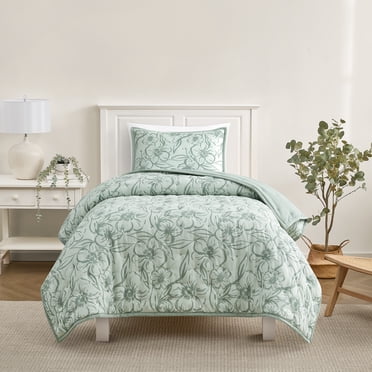 Mainstays Twin/Twin XL Comforter Set, Soft Lightweight & All Season, 2-Piece, Blue Floral