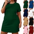 thumbnail image 1 of NSLGXD Robe Décontractée Grande Taille pour Femmes à Manches Courtes, Col Rond, Robe T-Shirt de Nuit, Robes, Couleur Unie, Tenue de Détente, Robe Mini pour Dames, Robe Blanche, Taille g-5TG, 1 of 7