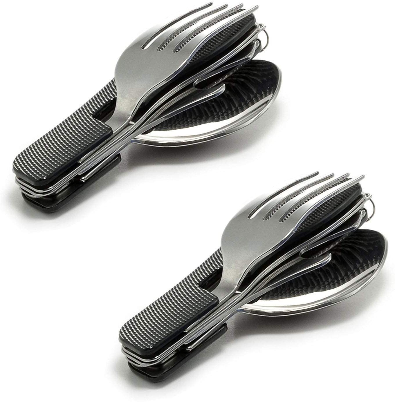 4-in-1 Aluminum Knife & Dish Set with Wheel Handle | Portable Dining Solution for On-the-Go Compact Travel Cutlery