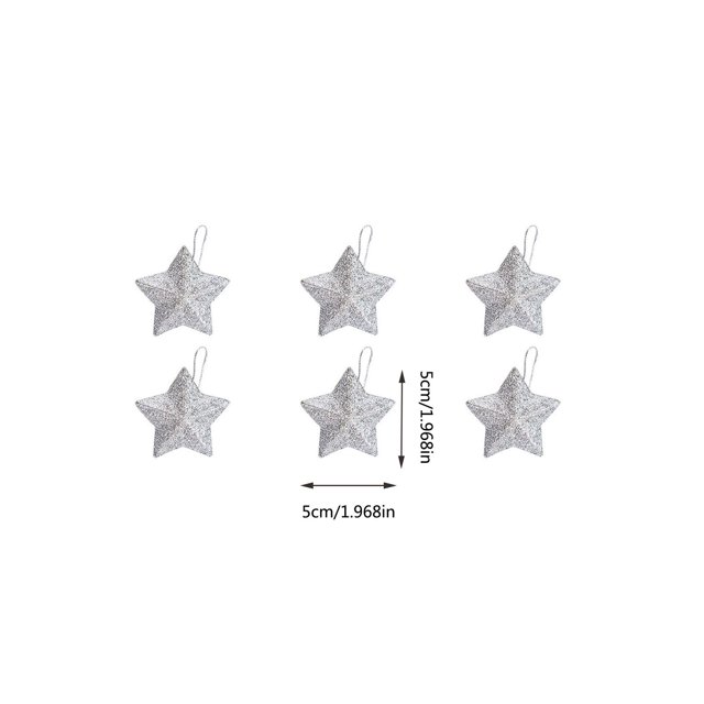 Agiferg Christmas Decorations Gold Powder Five Pointed Star Pendant Christmas Tree Decoration Gold Three-dimensional Star Pendant