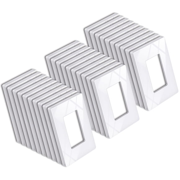 BESTTEN 30 Pack Screwless Decorator Wall Plate, USWP6 Snow White Series, Receptacle Outlet Cover, 1-Gang Light Switch Plate, H4.69â x W2.91â, UL Listed, Gloss