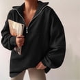 thumbnail image 3 of DPTALR Automne Femmes Décontracté Confortable Fermeture Éclair Poche Manches Longues Col Montant Blouse et Chemise, 3 of 6