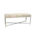 thumbnail image 1 of Pasargad Home PGN-1304 22 Po Safari Acier & Cuir de Vachette X Pied de Base Banc&44; Argent, 1 of 1