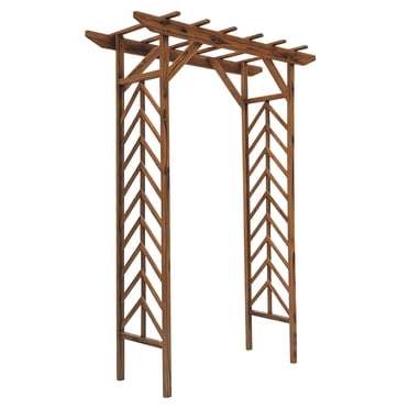 Outsunny 79" Garden Trellis, Wooden Arched Arbour with Pergola Style Roof