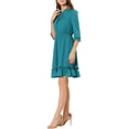 thumbnail image 4 of INSPIRE CHIC Women's Layered Ruffle Hem 3/4 Sleeves Smocked Chiffon A-Line Dress S Lake Green, 4 of 8