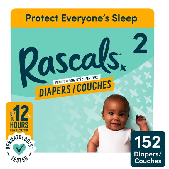 Couches Rascals Premium, Taille 2, 152 unités