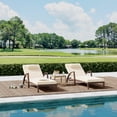 thumbnail image 3 of Set of 2 Outdoor Rattan Chaise Lounge Chairs, 5-Position Adjustable Recliners with Cushions & Wheels – All-Weather Patio Loungers for Backyard, Poolside – Peacock Blue / Red / Brown+Off-White, 3 of 8