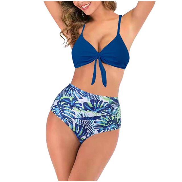 Womens High Waisted Bikini Set Tie Knot High Waisted Two Piece Swimsuits Bathing Suits