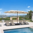 thumbnail image 1 of PURPLE LEAF 15ft Patio Market Umbrella with Solar LED and Base Double-Sided Rectangle Outdoor Table Sun Umbrellas for Pool Beach Deck Backyard Beige, 1 of 9