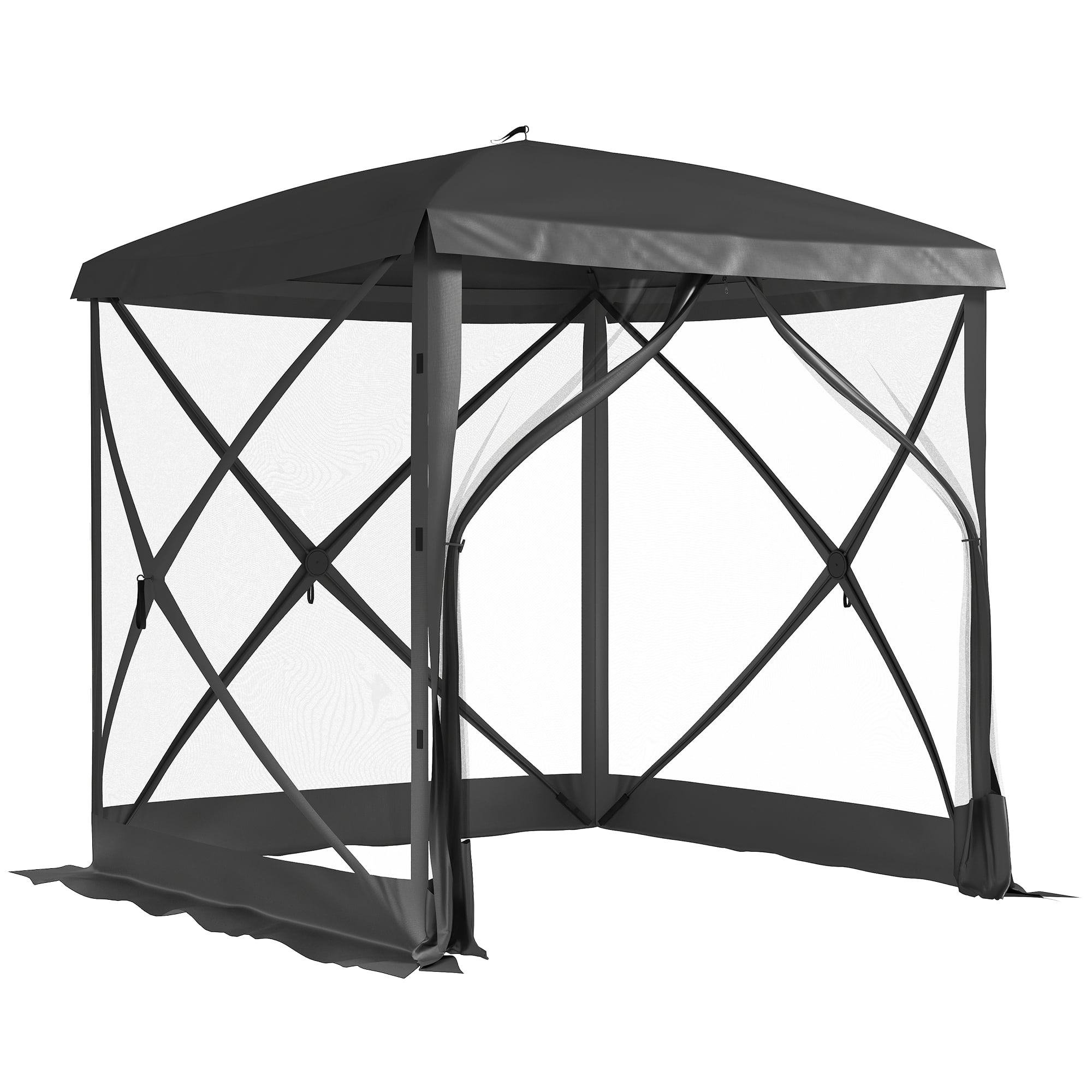 Outsunny Pop-Up Screen House Gazebo Camping Instant Setup Tent, Black