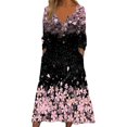 thumbnail image 1 of Robes pour Femmes Dames Décontractées Mode Imprimées Col Boutonné Robe à Manches Longues avec Poches Noir G, 1 of 4