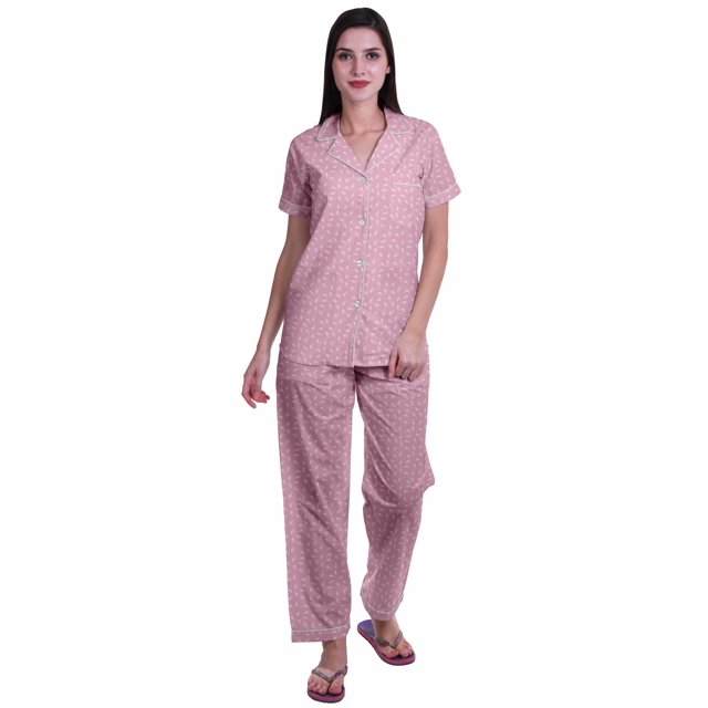 Moomaya Womens Pajamas Set Button Down Loungewear Short Sleeve Nightwear Pants
