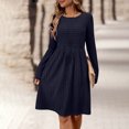 thumbnail image 1 of Ovzne Robes pour Femmes 2025 Robe Femme Mode Féminine Décontractée Couleur Unie Manches Longues Col Rond Robe Robe Femme Manches Longues Liquidation, 1 of 7