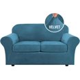 thumbnail image 1 of Modern Velvet Plush 4 Piece High Stretch Sofa Slipcover Furniture Protector Form Fit Luxury Thick Sofa Cover, Machine Washable, 1 of 6