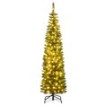 thumbnail image 1 of Costway 6 FT Pre-Lit Pencil Christmas Tree with 180 LED Lights & 390 Branch Tips Party, 1 of 10