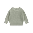 thumbnail image 1 of MIASHUI Chandails pour Garçons et Filles, Col Rond, Manches Longues, Chandail-Over, Couleur Unie, Tricoté, Vert Armée, 4-5 Ans, 1 of 4
