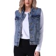 thumbnail image 1 of INSPIRE CHIC Women's Denim Vests Button Down Washed Back to School Sleeveless Jean Jackets with Pockets Gray Blue L, 1 of 6