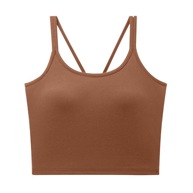 Yuyuzo Womens Tank Tops Sleeveless Spaghetti Strap Padded Sports Bra Square Neck Workout Basic Crop Tops