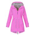 thumbnail image 4 of Chandail à Capuchon Doux Veste Femme Imperméable Pluie Automne Résistant aux Intempéries Manche de Bras Manteau Extérieur Rose m, 4 of 4